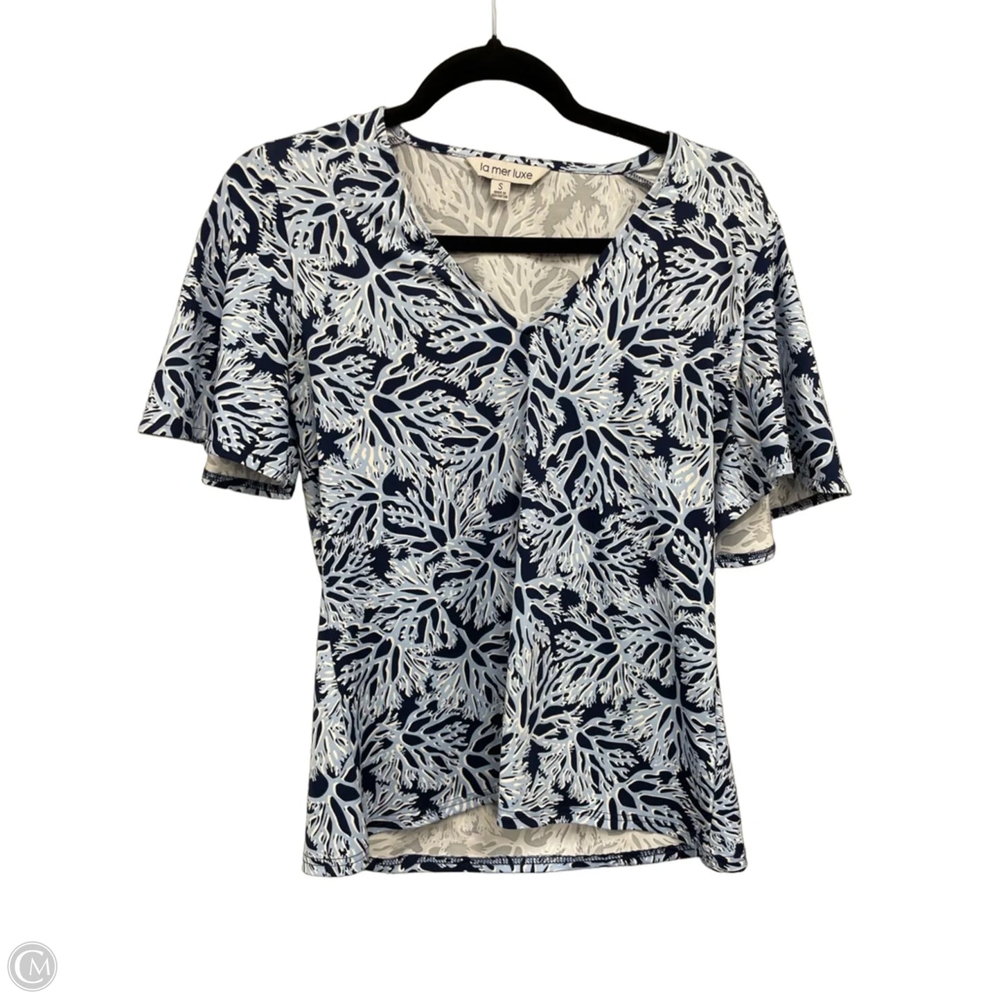 Top Short Sleeve By Clothes Mentor In Blue & White, Size: S