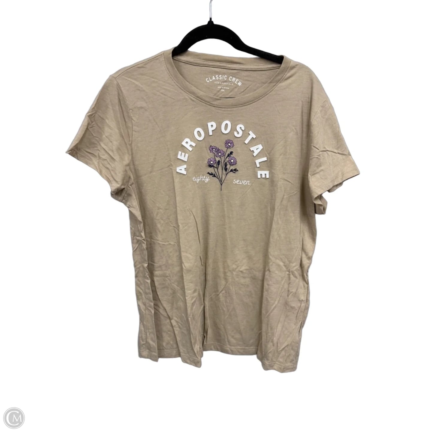 Top Short Sleeve Basic By Aeropostale In Tan & White, Size: Xxl
