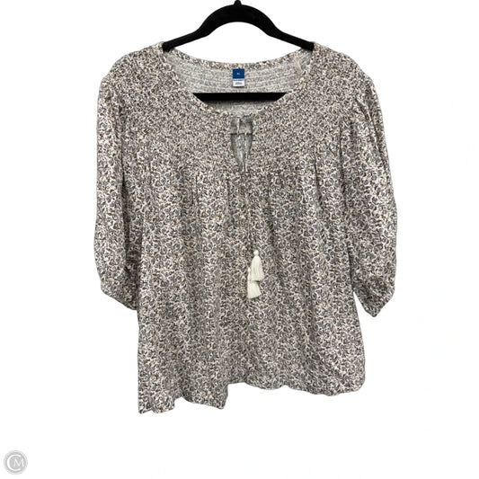 Blouse Short Sleeve By Old Navy In Tan & White, Size: Xl