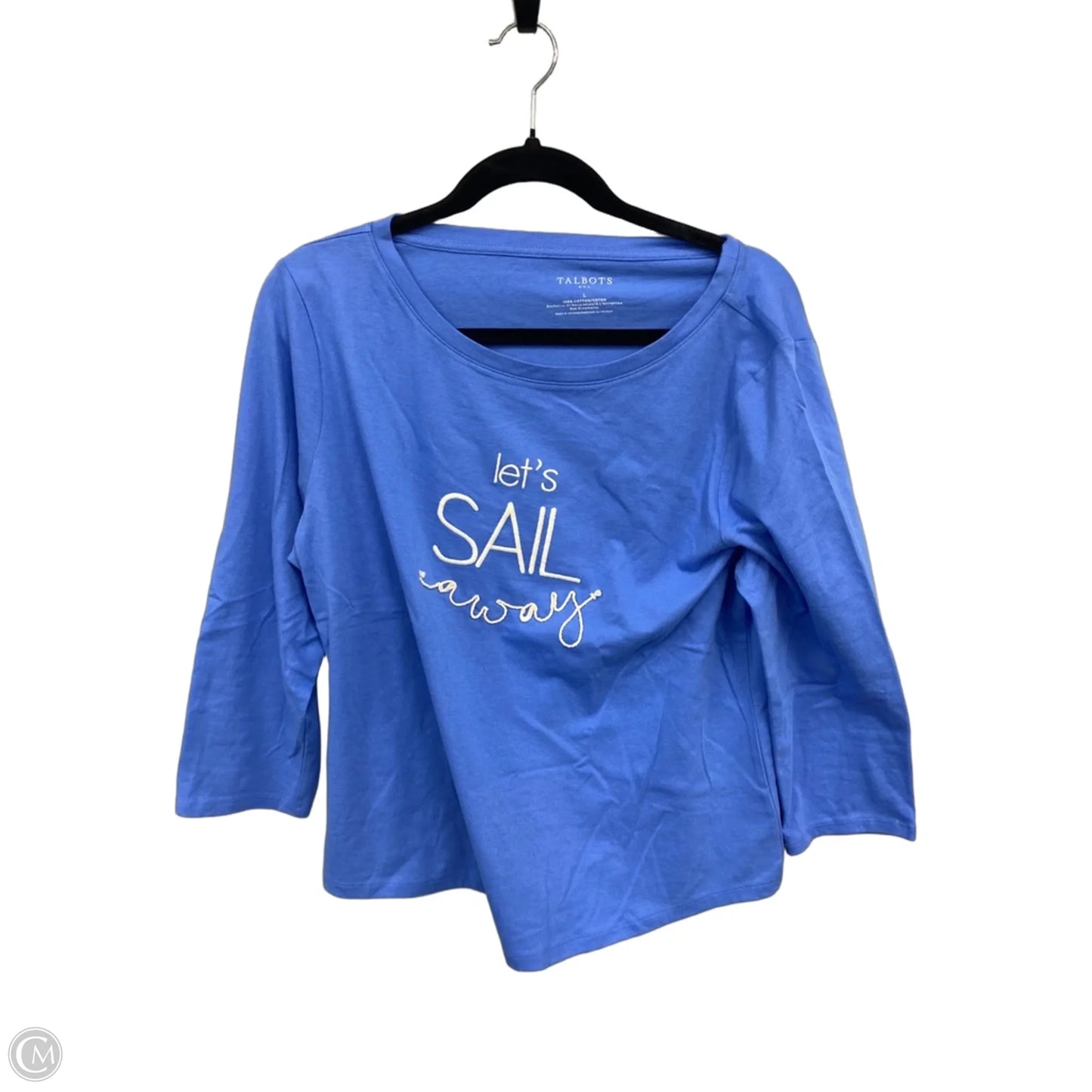Top Long Sleeve Basic By Talbots In Blue & White, Size: L