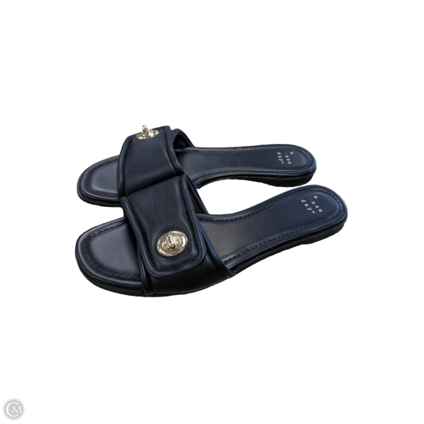 Sandals Flats By A New Day In Black & Gold, Size: 8.5
