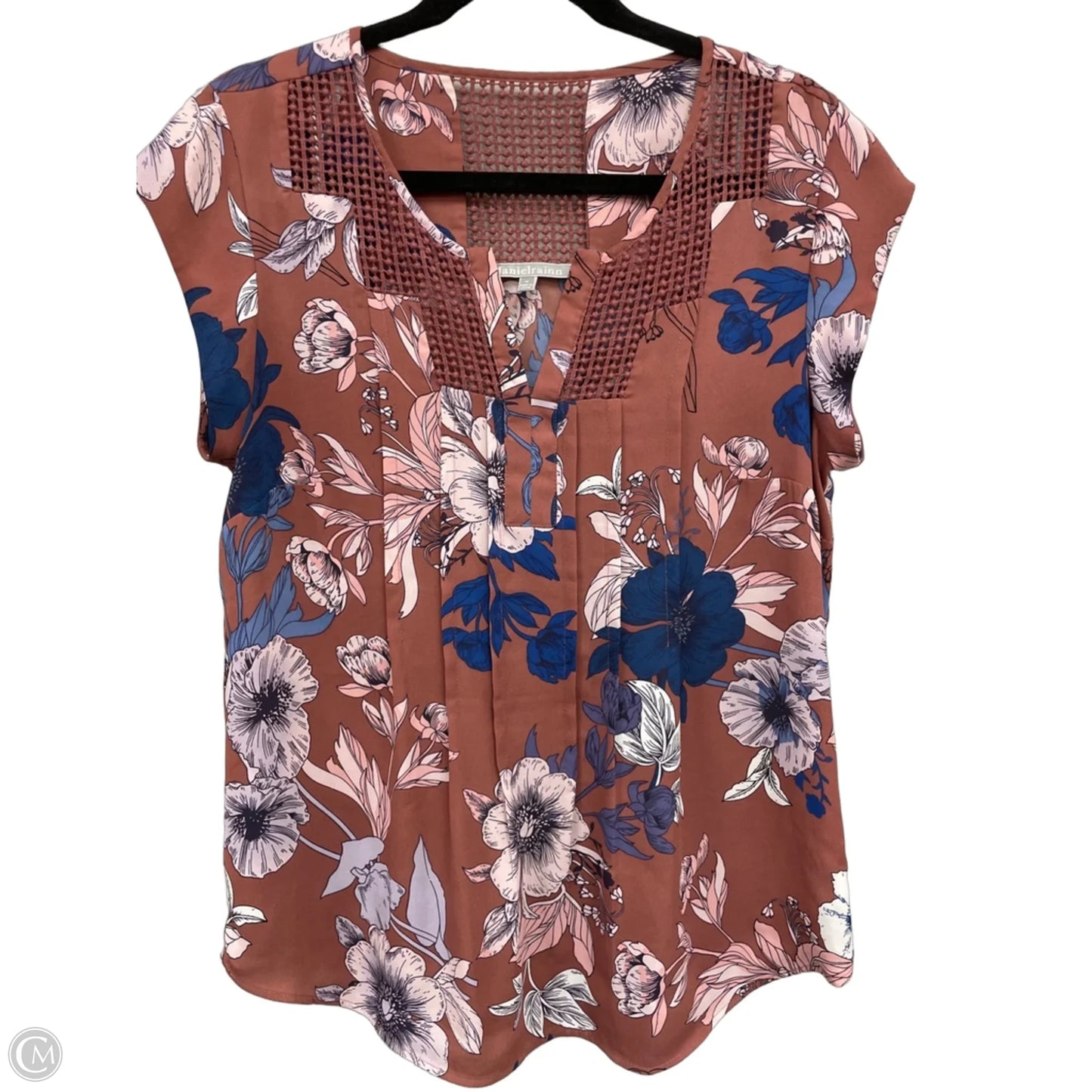 Blouse Short Sleeve By Daniel Rainn In Blue & Pink, Size: M