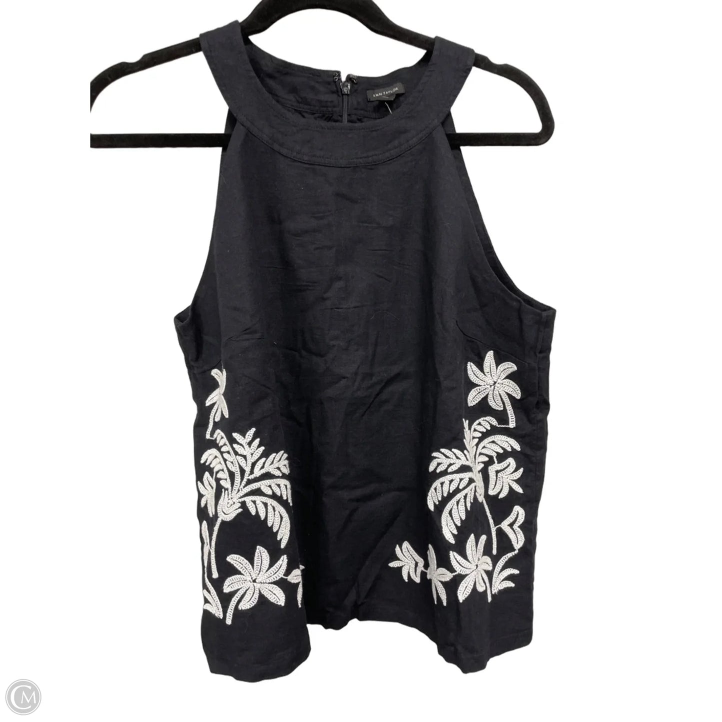 Blouse Sleeveless By Ann Taylor In Black & White, Size: S