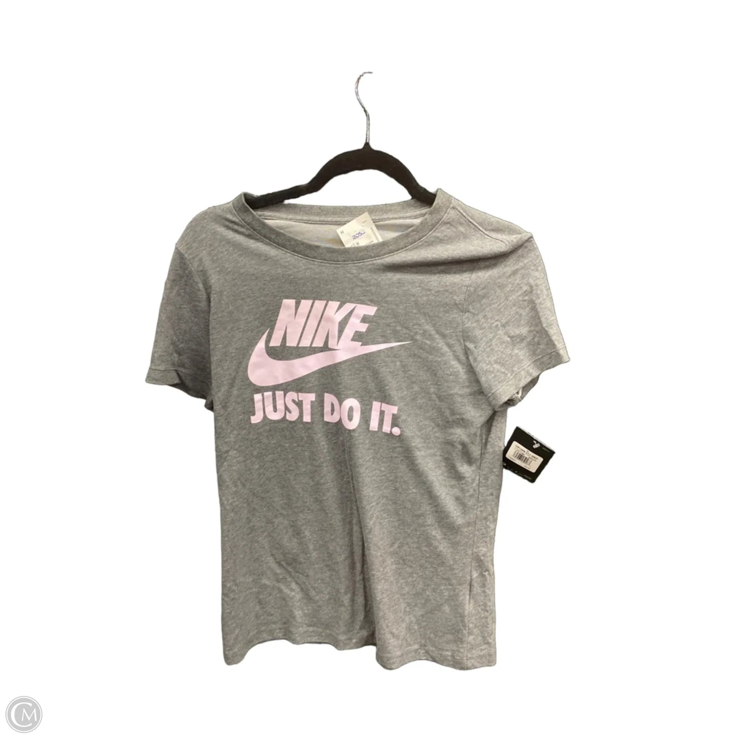 Athletic Top Short Sleeve By Nike Apparel In Grey & Pink, Size: M