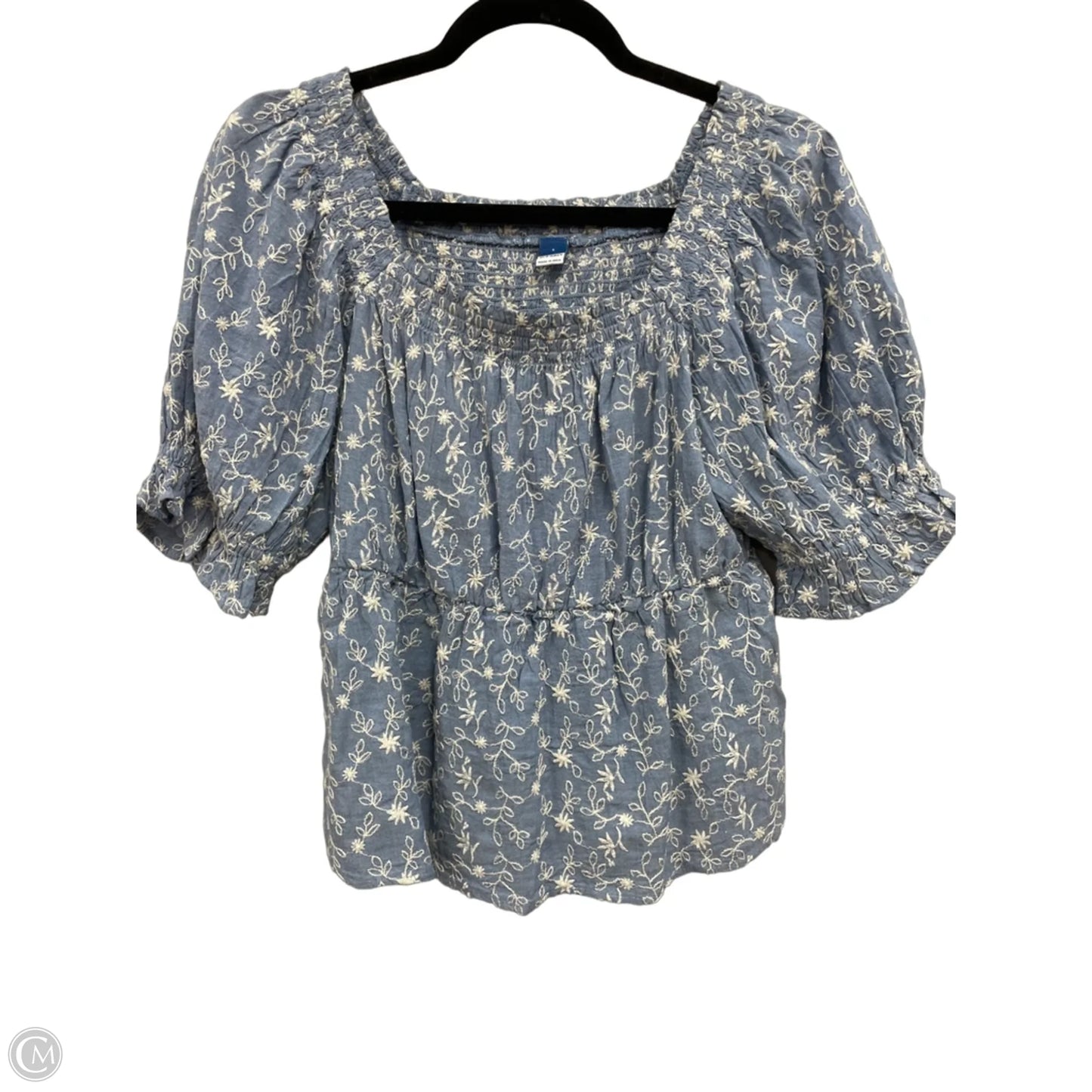 Blouse Short Sleeve By Old Navy In Blue & White, Size: S