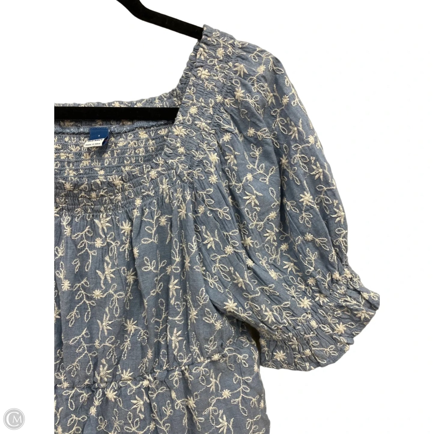 Blouse Short Sleeve By Old Navy In Blue & White, Size: S