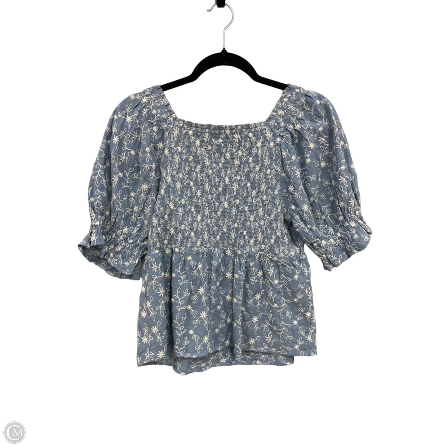Blouse Short Sleeve By Old Navy In Blue & White, Size: S