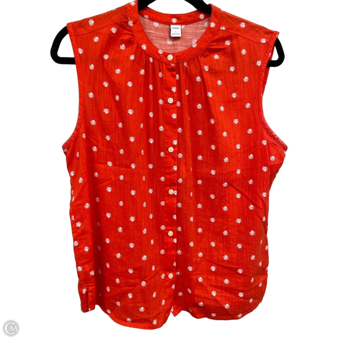 Blouse Sleeveless By Old Navy In Orange & White, Size: S