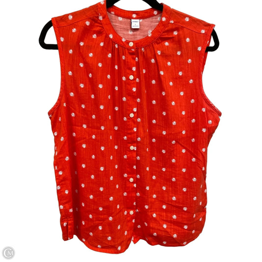 Blouse Sleeveless By Old Navy In Orange & White, Size: S