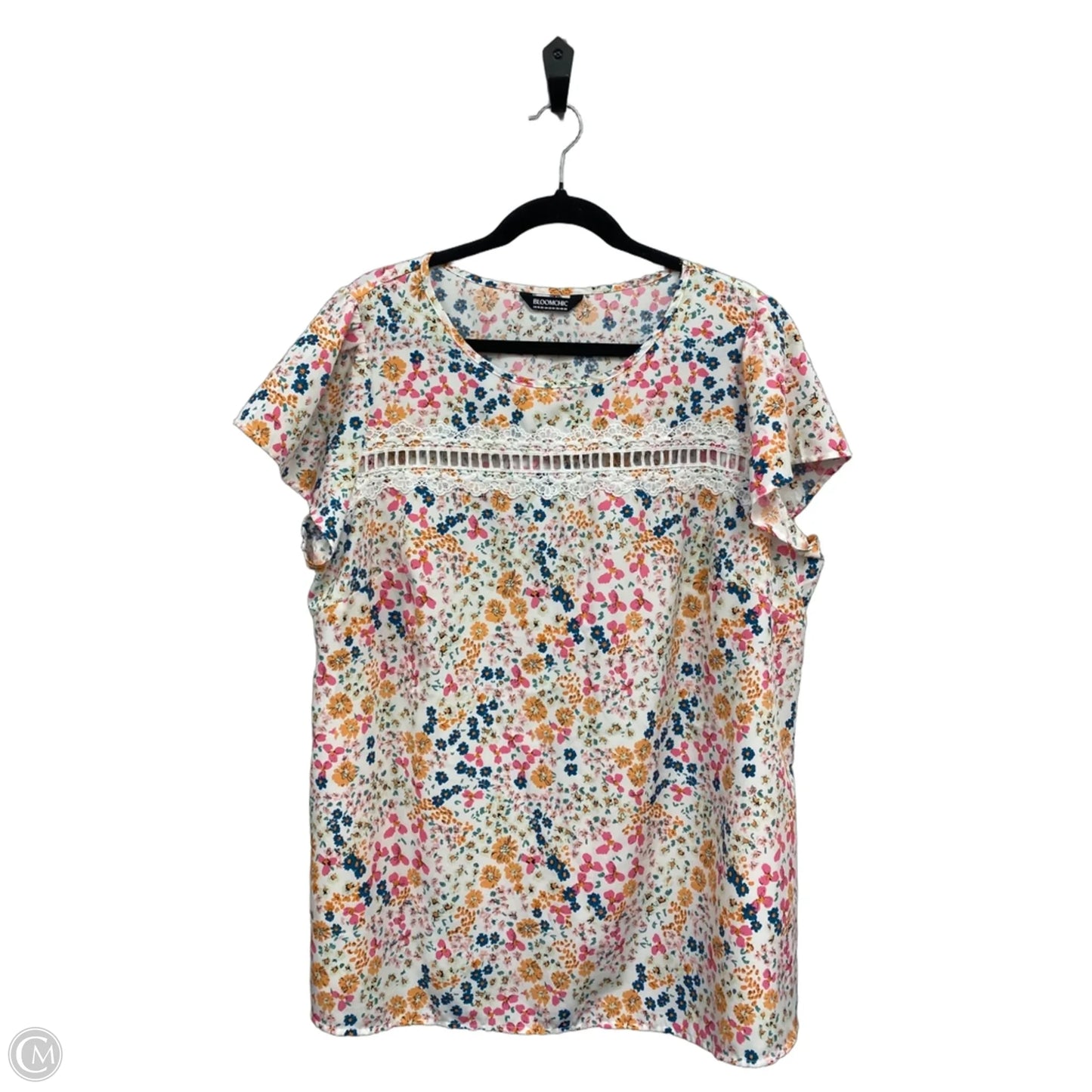 Blouse Short Sleeve By Bloomchic In Orange & Pink, Size: 18