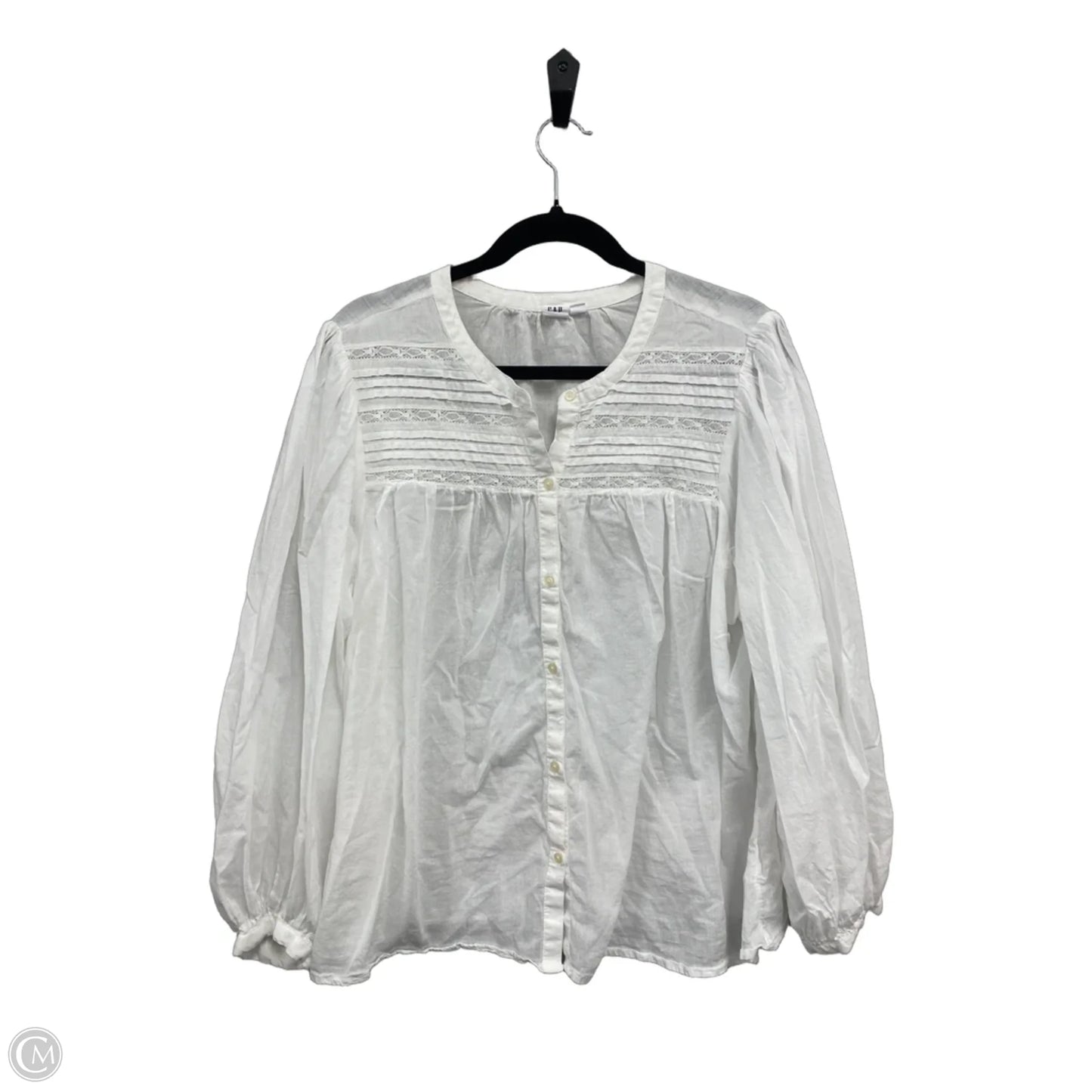 Blouse Long Sleeve By Gap In White, Size: Xl