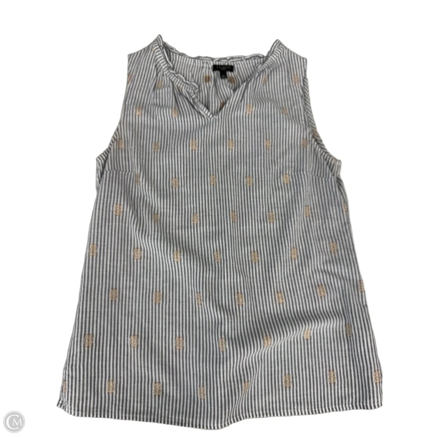 Top Sleeveless By Talbots In Grey & White, Size: Sp