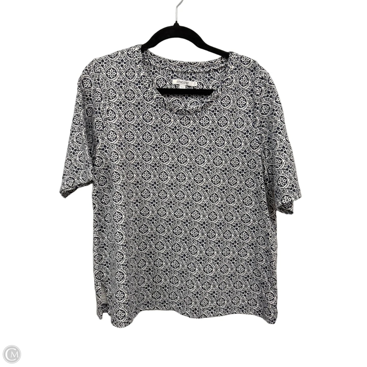 Top Short Sleeve By Chicos In Black & White, Size: L
