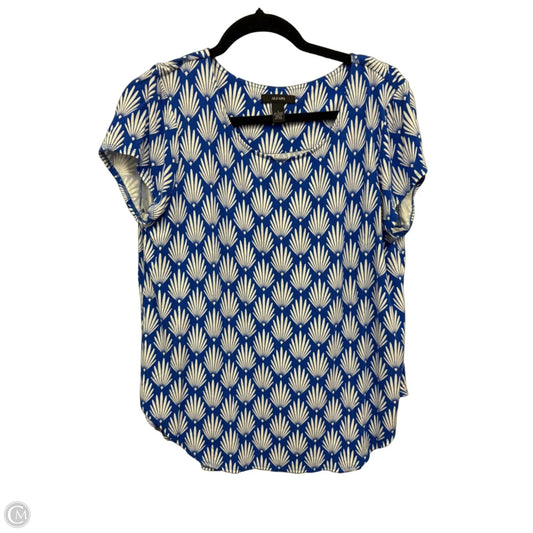 Top Short Sleeve By Alfani In Blue & White, Size: L