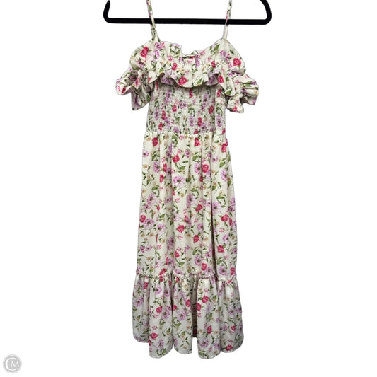 Dress Casual Midi By Clothes Mentor In Green & Pink, Size: Xs
