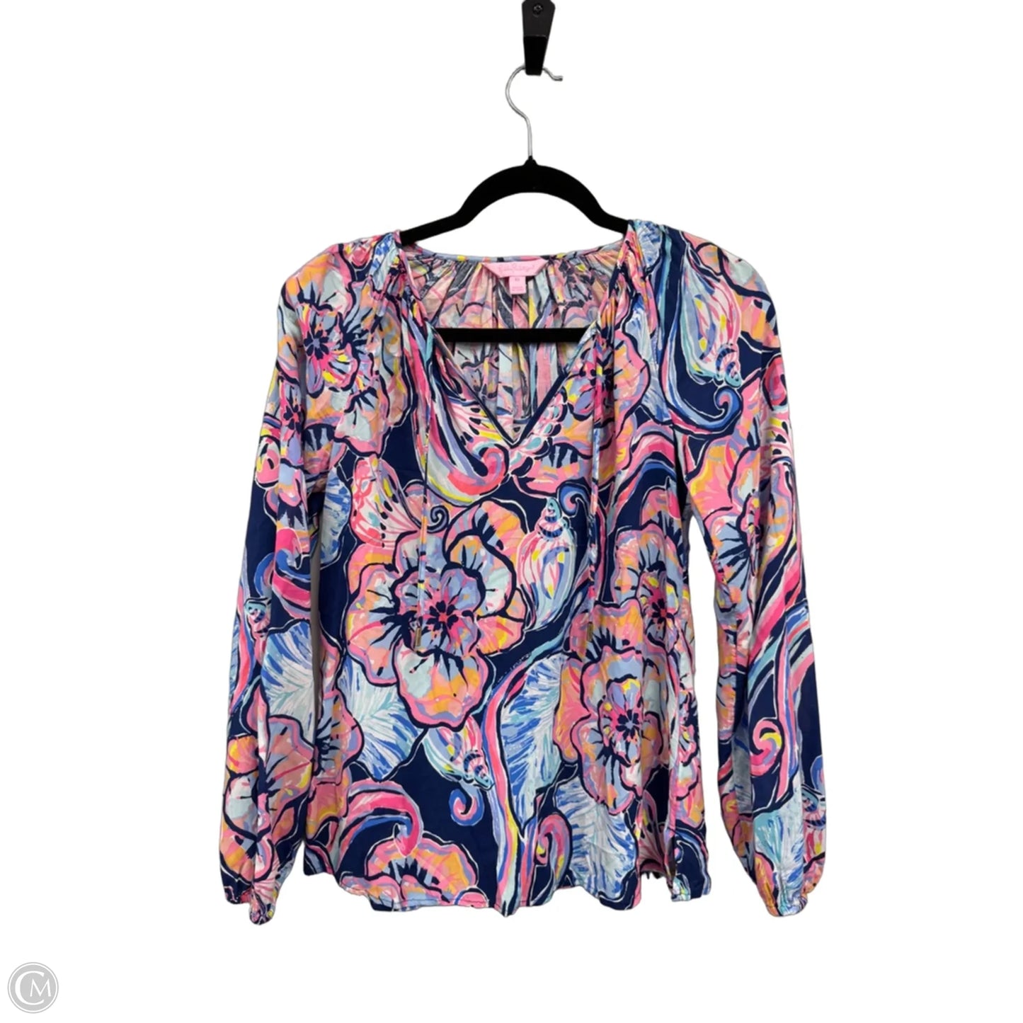 Blouse Designer By Lilly Pulitzer In Blue & Pink, Size: Xs