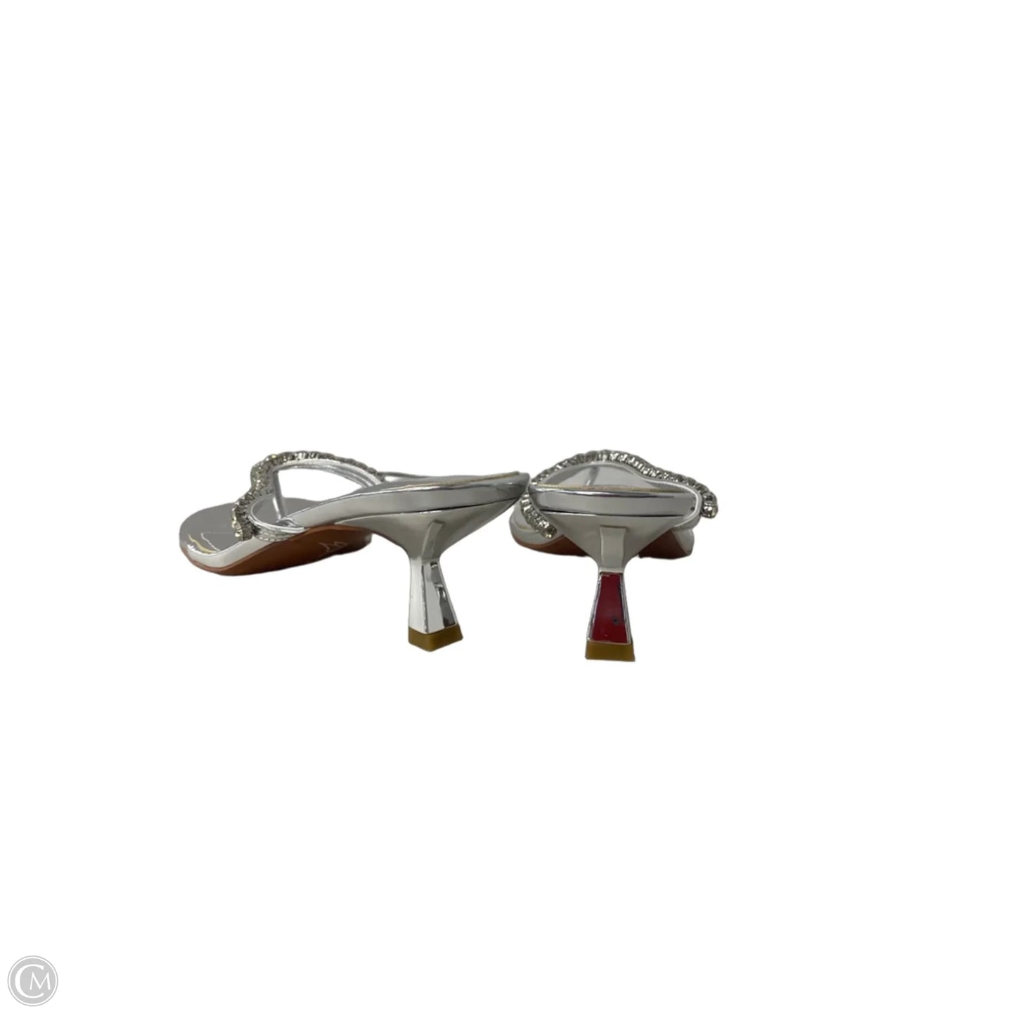 Sandals Heels Kitten By Clothes Mentor In Silver, Size: 10