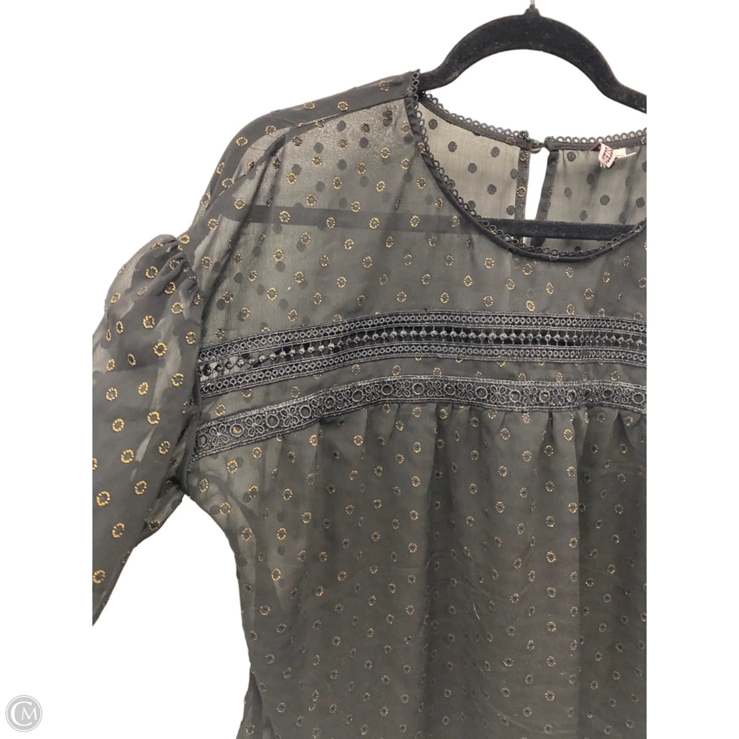 Blouse 3/4 Sleeve By Clothes Mentor In Black & Gold, Size: Xl