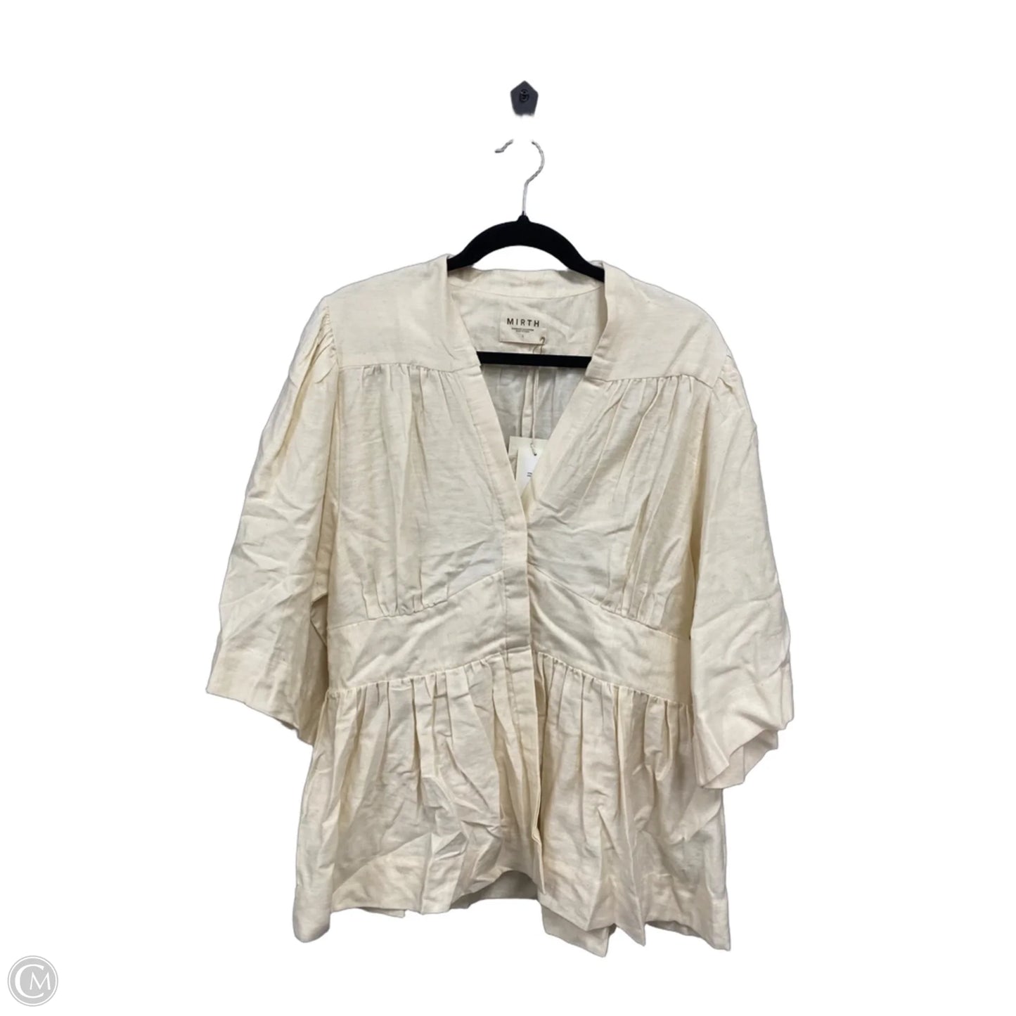 Blouse Short Sleeve By Cmb In Cream, Size: L