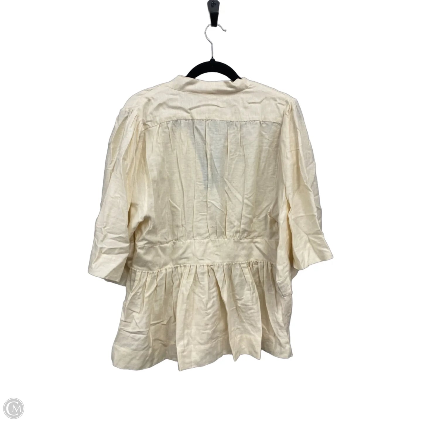 Blouse Short Sleeve By Cmb In Cream, Size: L