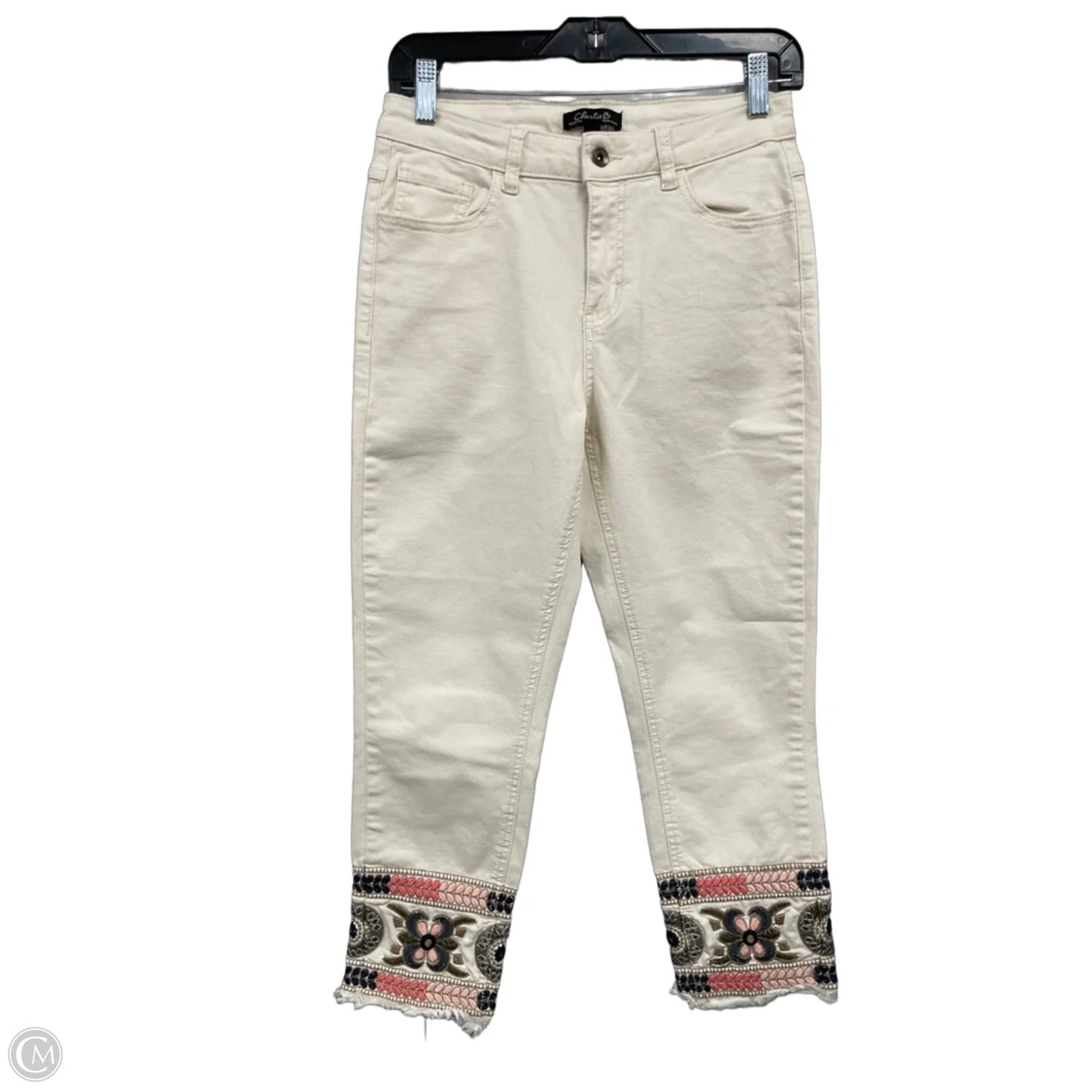 Jeans Cropped By Charlie B In Cream & Pink, Size: 6
