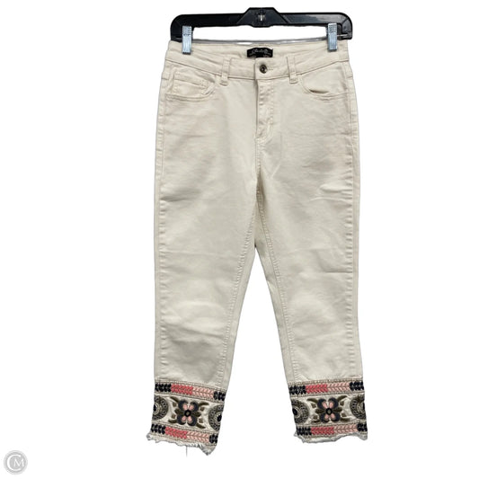 Jeans Cropped By Charlie B In Cream & Pink, Size: 6