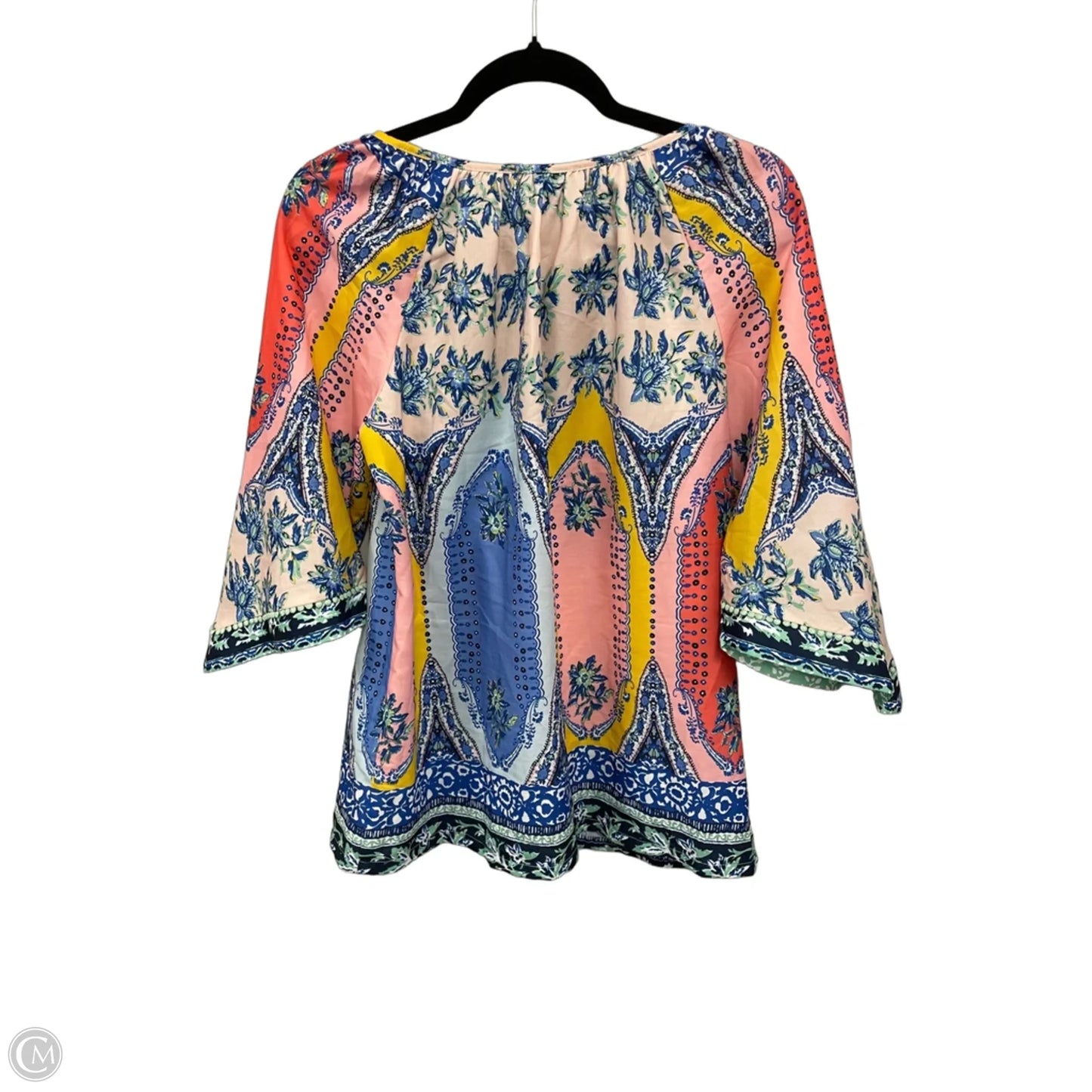 Blouse 3/4 Sleeve By Jade In Green & Pink, Size: M