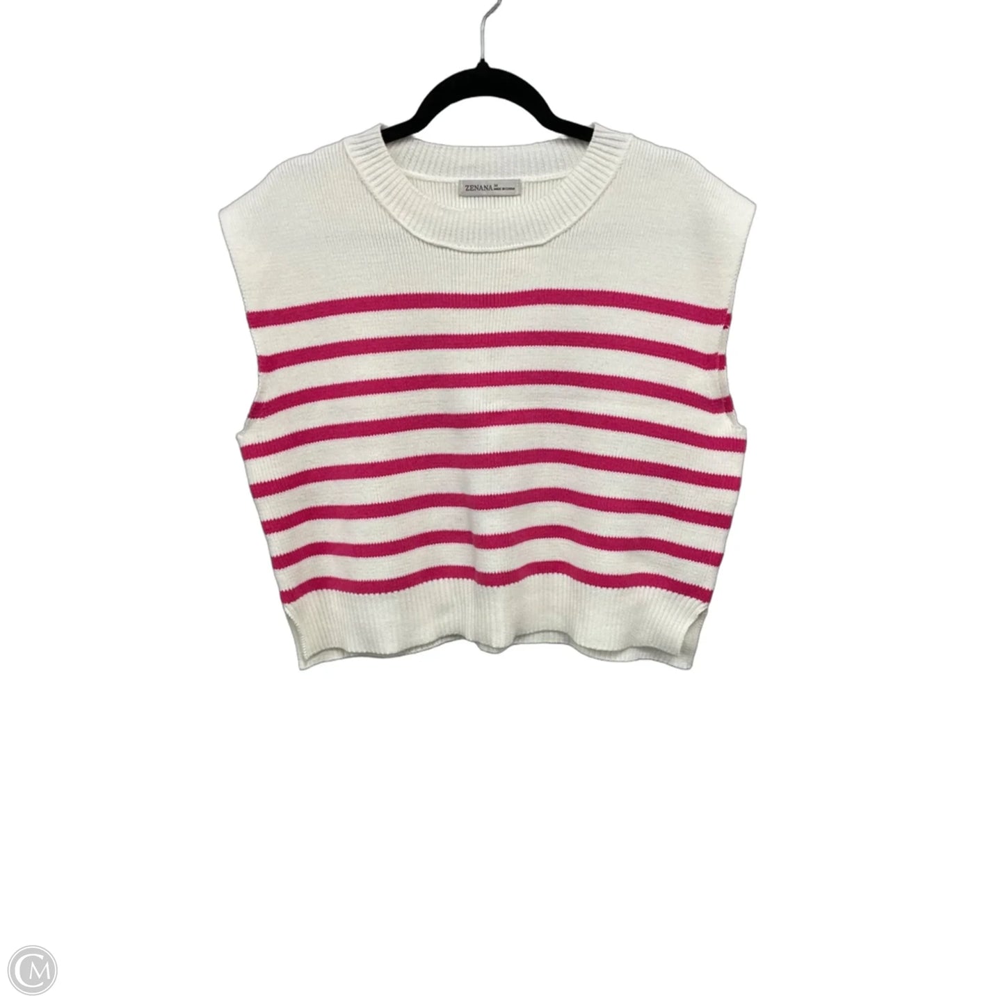 Top Sleeveless By Zenana In Pink & White, Size: M