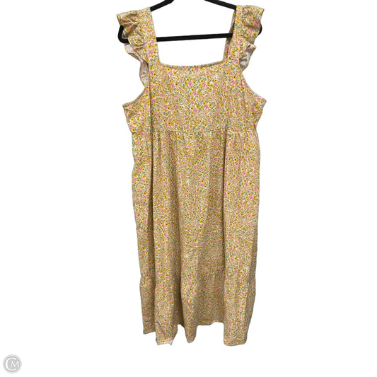 Dress Casual Midi By Universal Thread In Green & Yellow, Size: Xxl