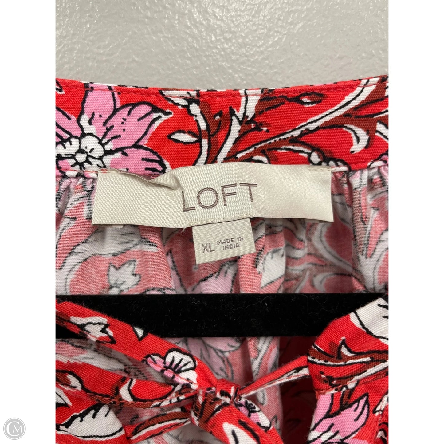 Blouse Short Sleeve By Loft In Pink & Red, Size: Xl