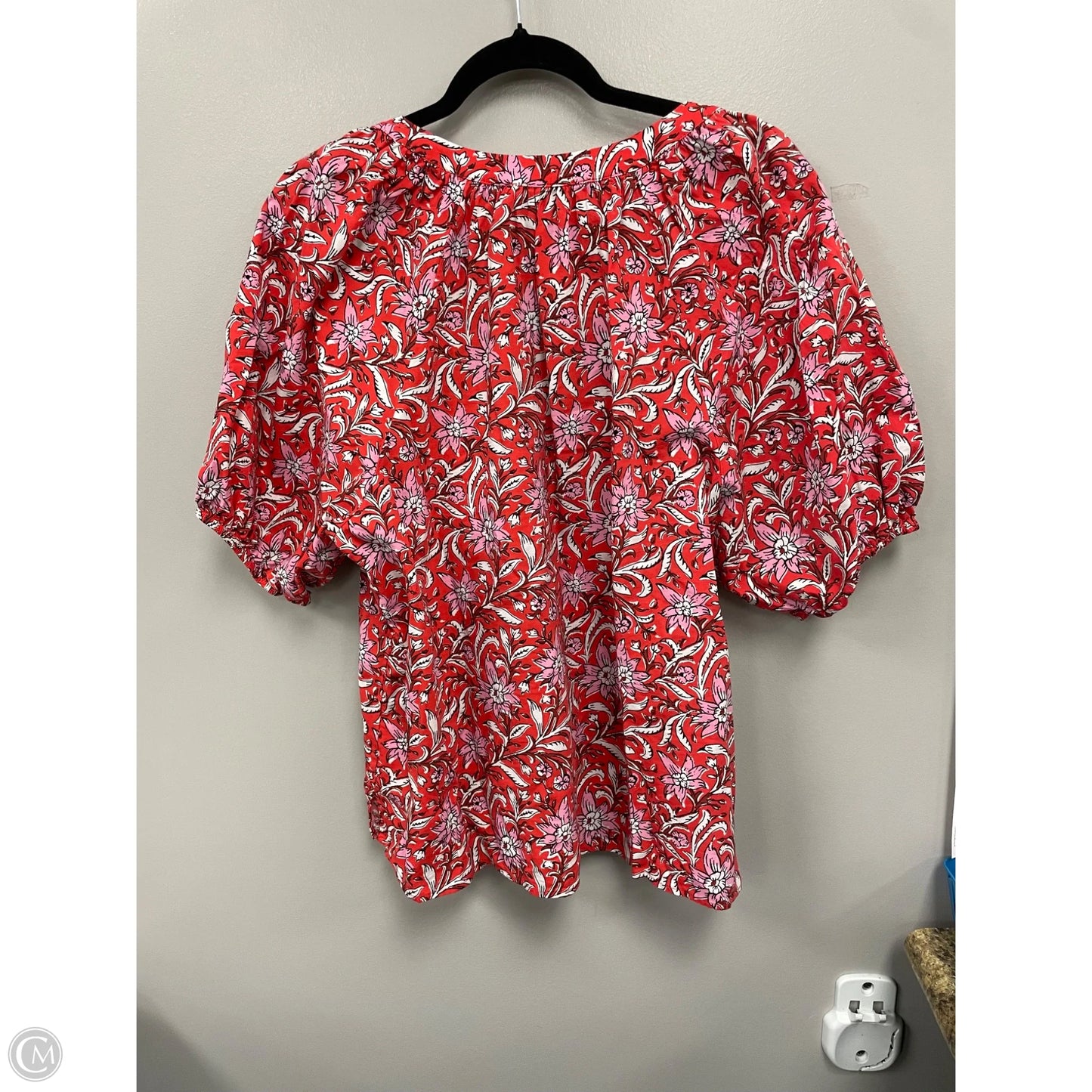Blouse Short Sleeve By Loft In Pink & Red, Size: Xl