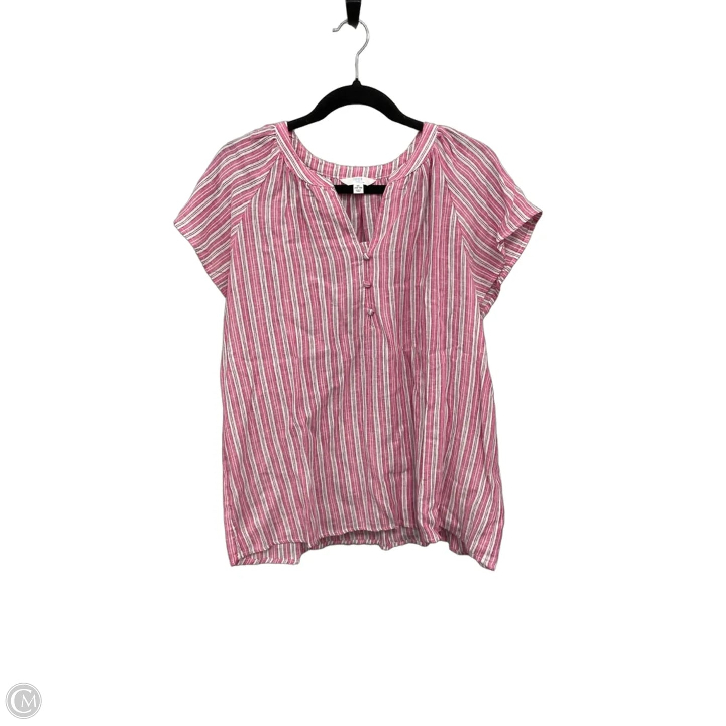 Blouse Short Sleeve By Time And Tru In Pink & White, Size: Xl