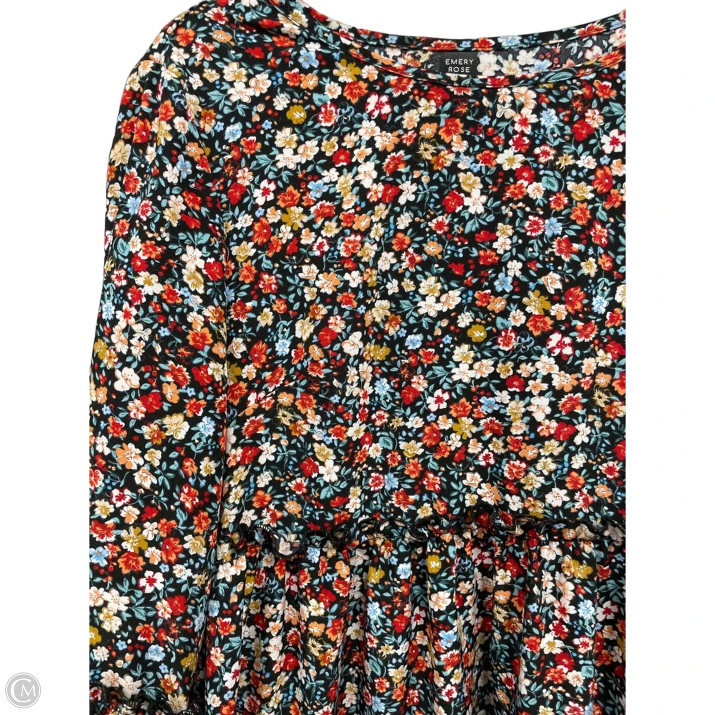 Dress Casual Short By Emery Rose In Black & Orange, Size: L