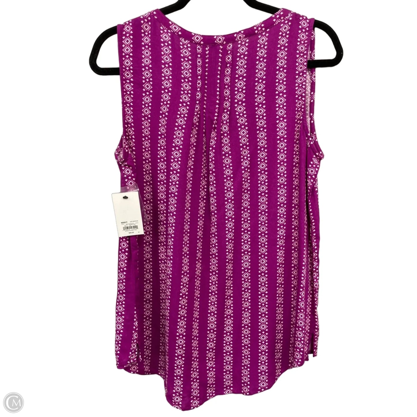 Top Sleeveless By Sonoma In Purple & White, Size: M