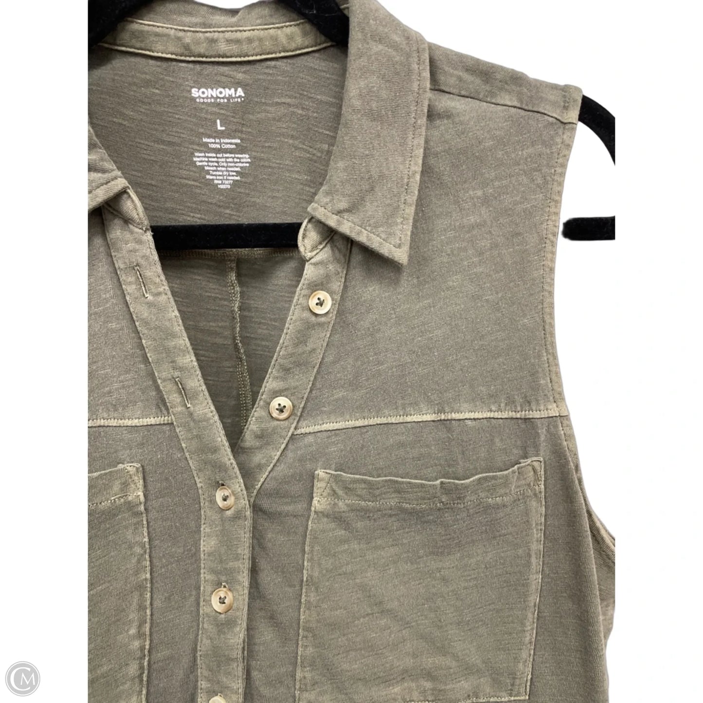 Top Sleeveless By Sonoma In Green, Size: L