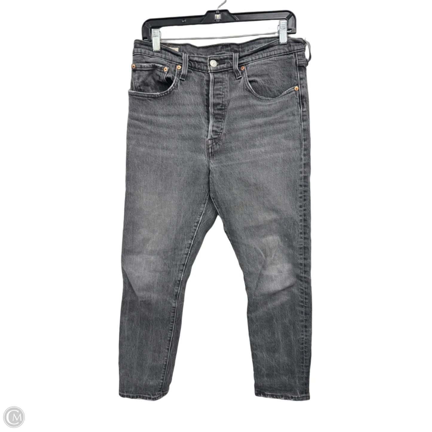 Jeans Straight By Levis In Black Denim, Size: 12
