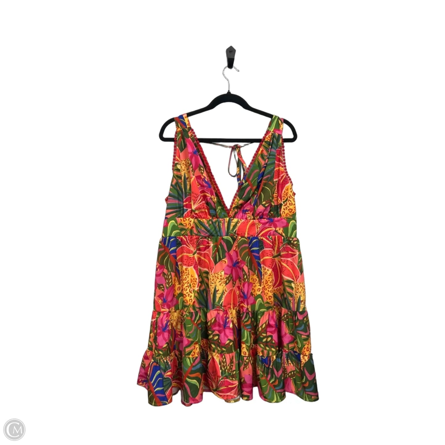 Dress Casual Short By Shein In Green & Pink, Size: 2x