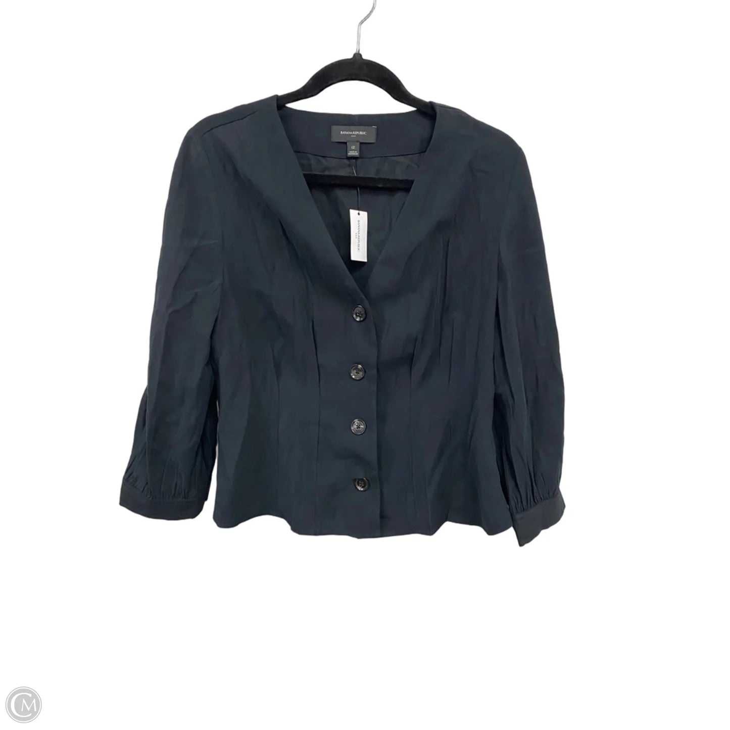 Blouse Long Sleeve By Banana Republic In Black, Size: 12