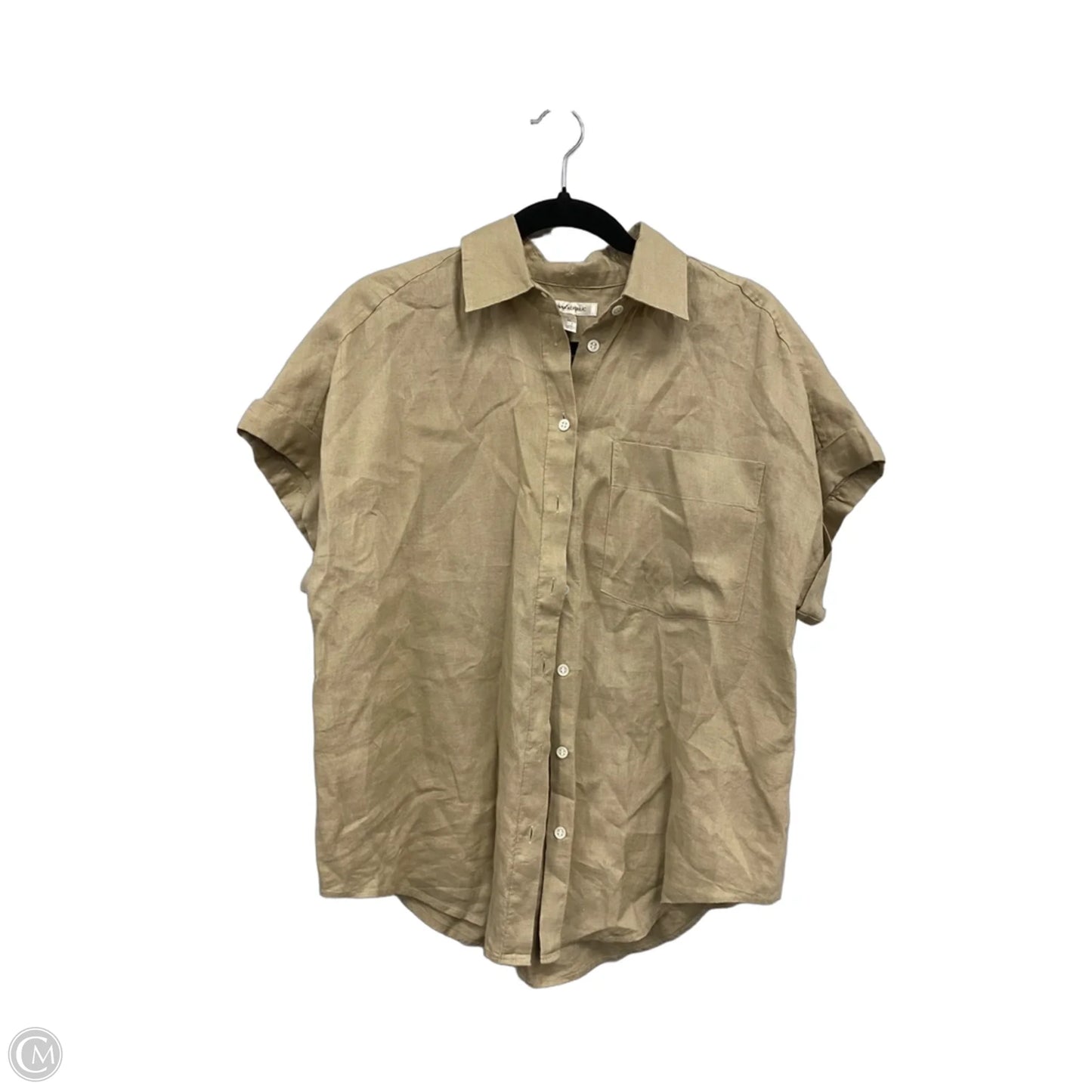Blouse Short Sleeve By Banana Republic In Tan, Size: M