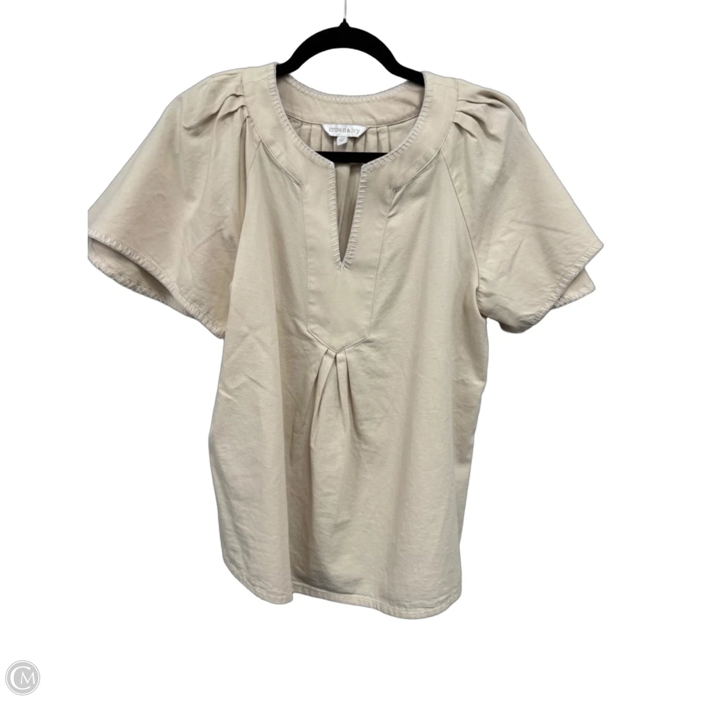 Top Short Sleeve By Crown And Ivy In Cream & White, Size: S