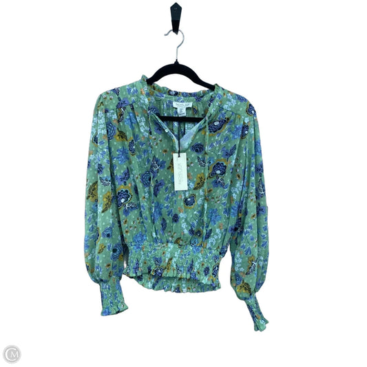 Blouse Long Sleeve By Rachel Zoe In Blue & Green, Size: Osfm