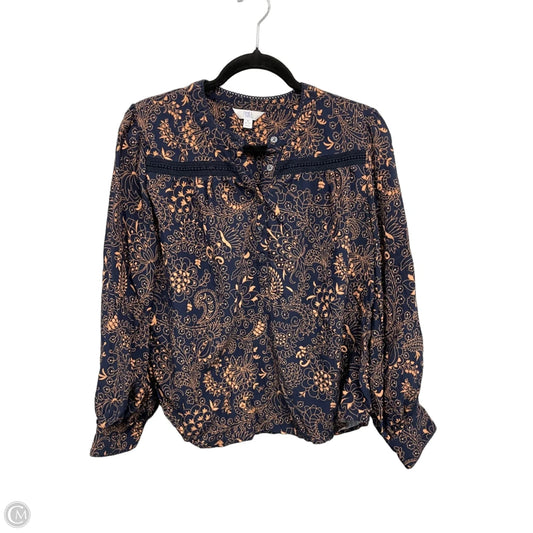 Blouse Long Sleeve By Time And Tru In Blue & Orange, Size: M