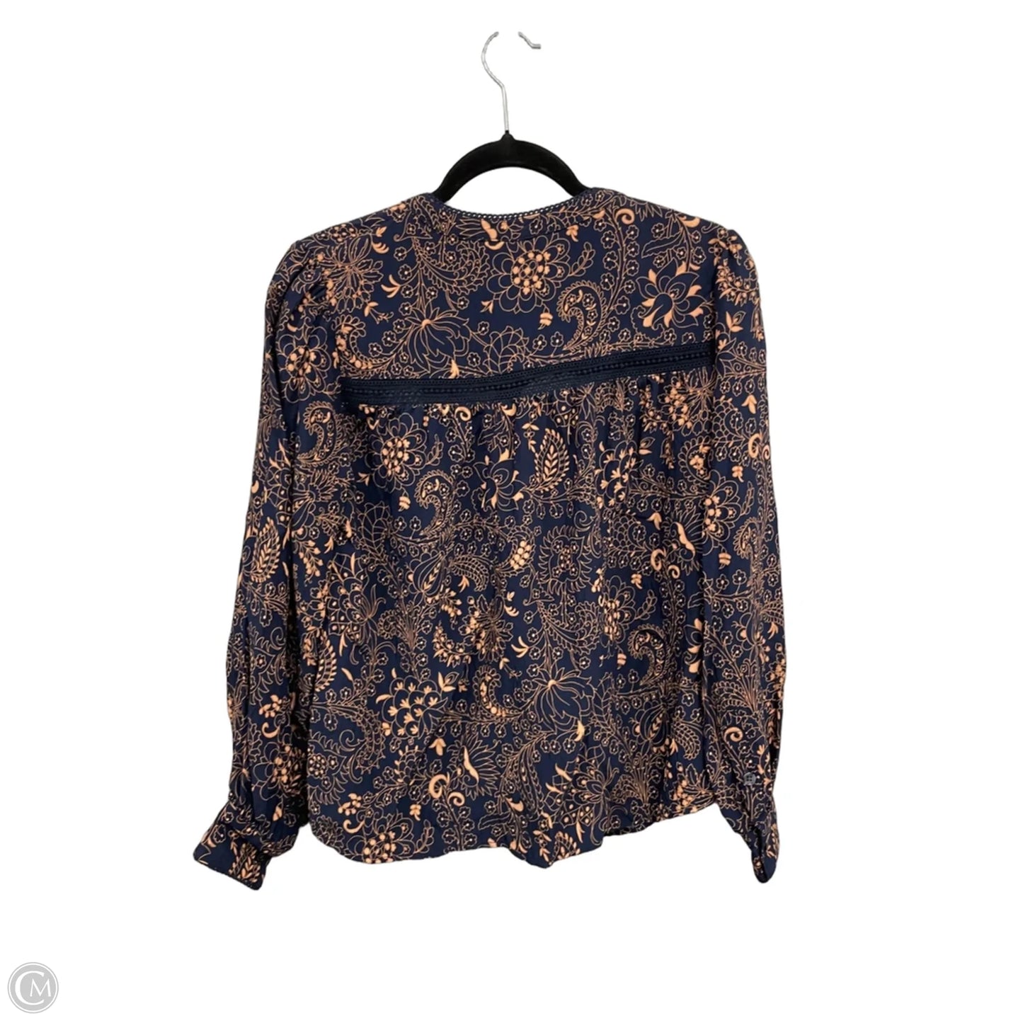 Blouse Long Sleeve By Time And Tru In Blue & Orange, Size: M