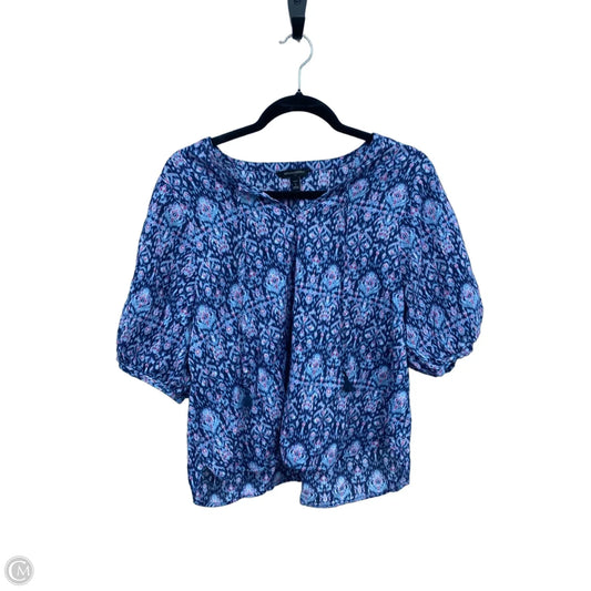 Blouse Short Sleeve By Banana Republic In Blue & Pink, Size: Lp