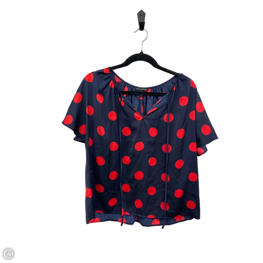 Blouse Short Sleeve By Banana Republic In Blue & Red, Size: Lp