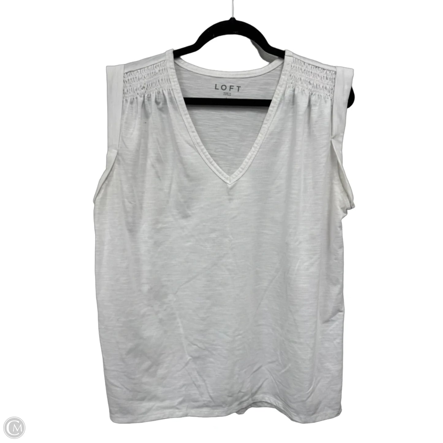 Top Short Sleeve By Loft In White, Size: L