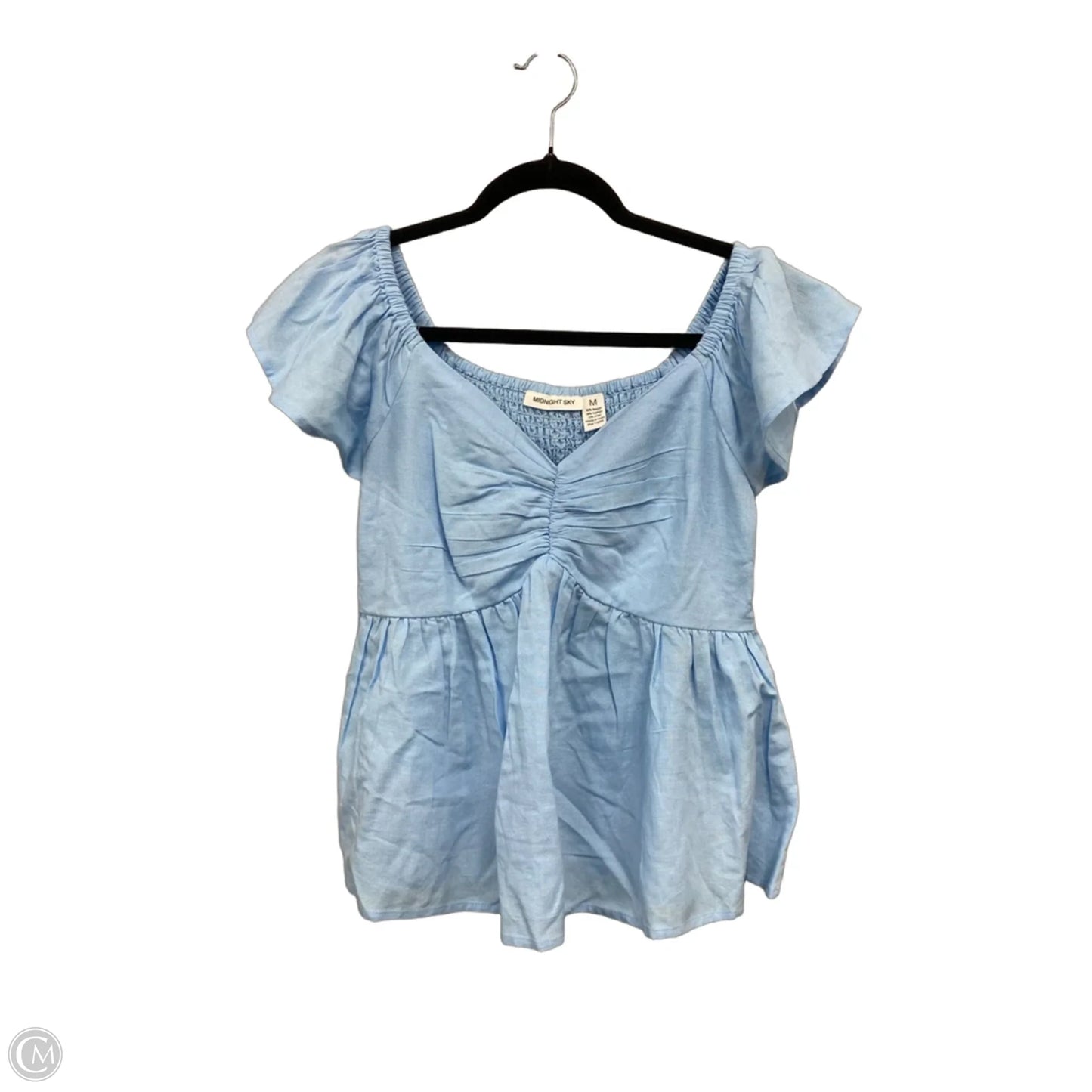 Blouse Short Sleeve By Clothes Mentor In Blue, Size: M
