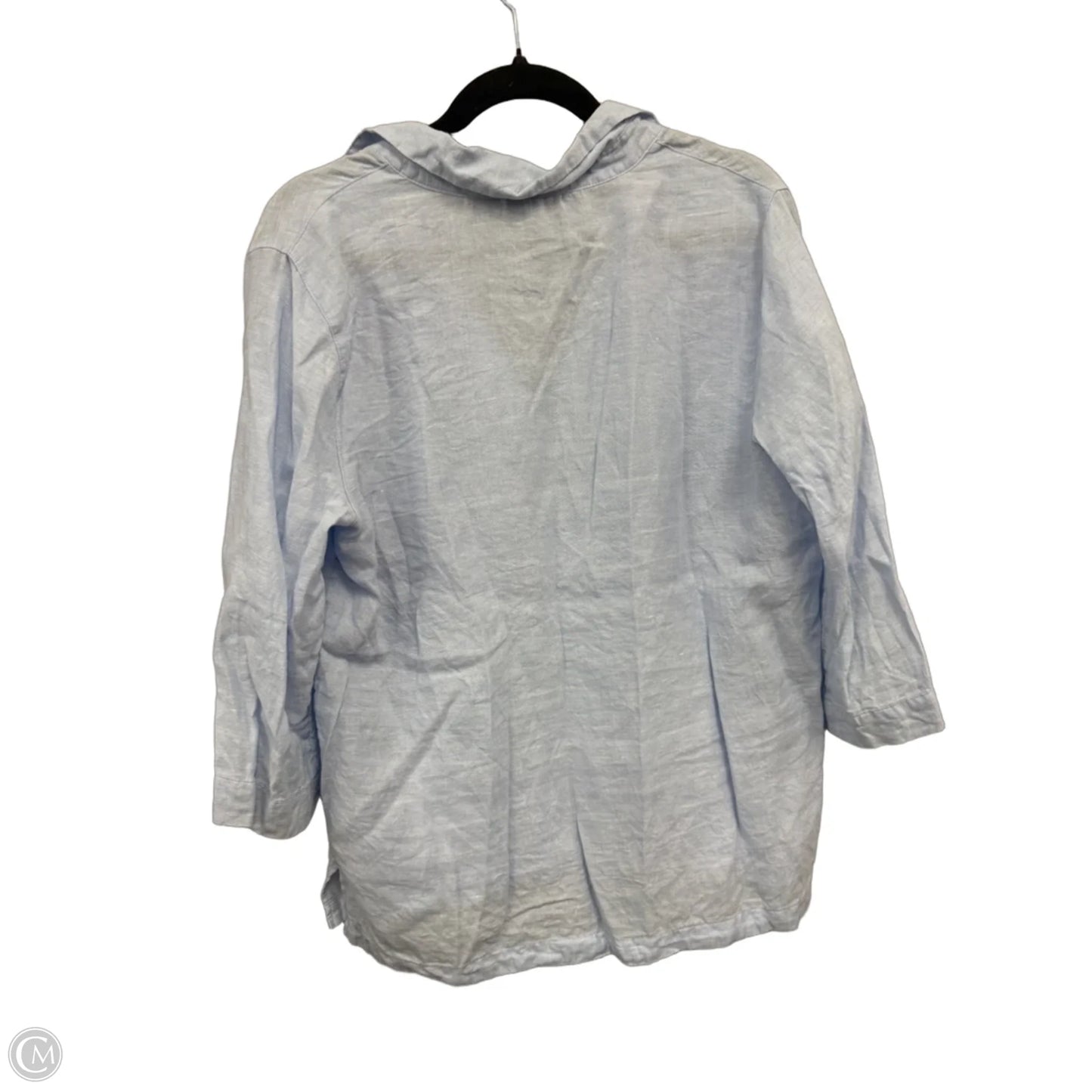 Blouse 3/4 Sleeve By Tahari In Blue, Size: L