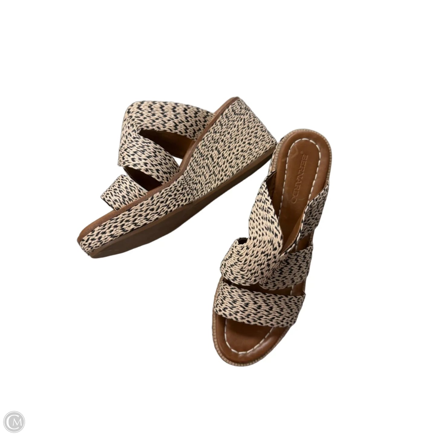 Sandals Heels Wedge By Bernardo In Black & Cream, Size: 8.5
