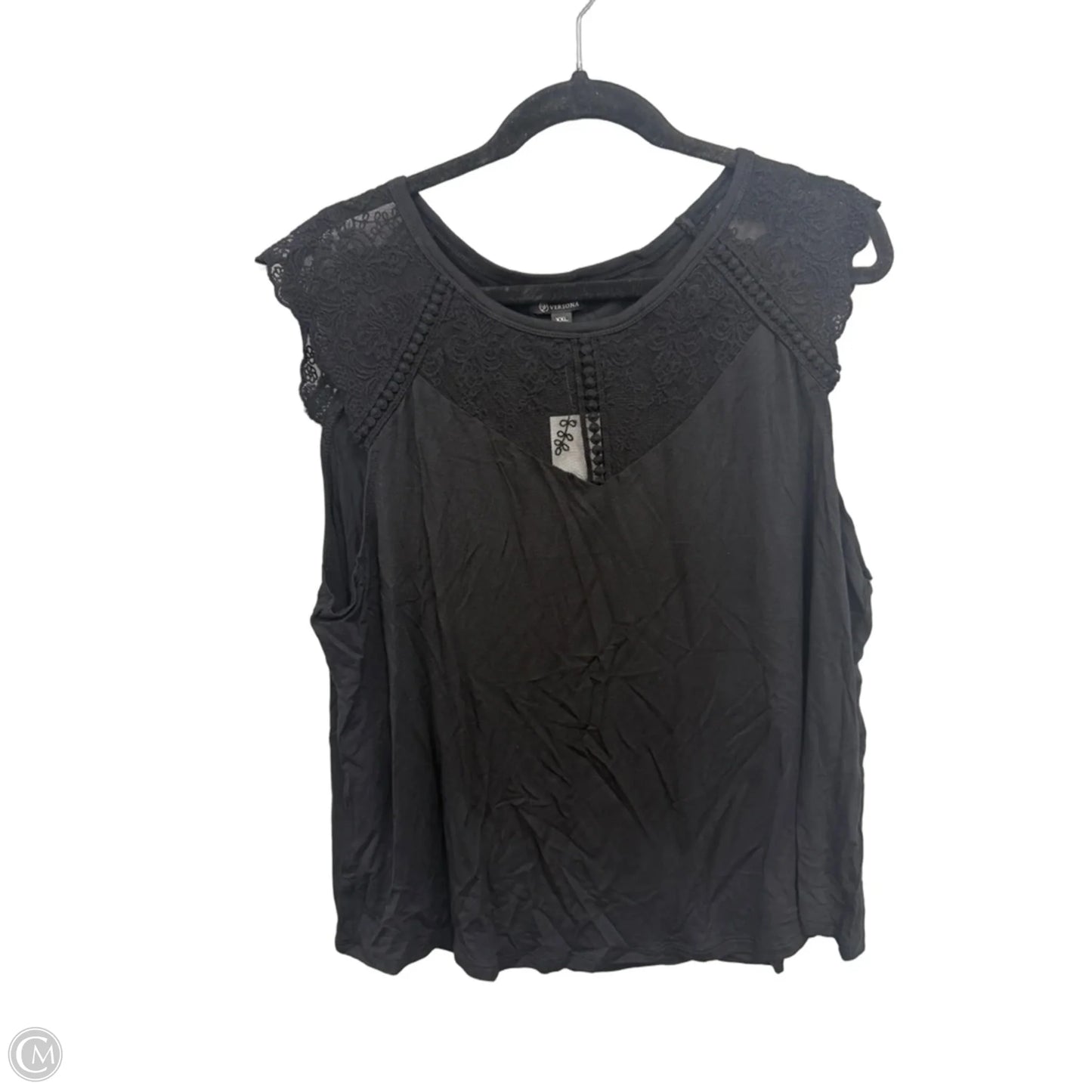 Top Short Sleeve By Versona In Black, Size: Xxl